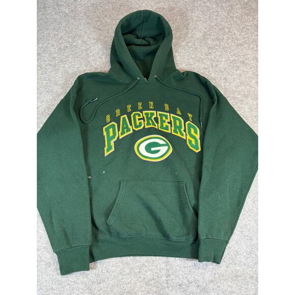 VINTAGE 90s NFL Green Bay Packers Hoodie Men XL Green Sweatshirt Football Sports - Picture 1 of 6
